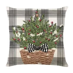 Pillow Haven Bettzeug-Leinen Frohe Weihnachten Kissenbezug 45x45cm Wurfkissenbezug