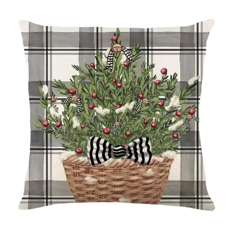 Pillow Haven Bettzeug-Leinen Frohe Weihnachten Kissenbezug 45x45cm Wurfkissenbezug