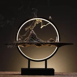 The Gilded Nest Beleuchtung-Lotus Buddha Ceramic Incense Burner Lamp - Decorative Aromatherapy Waterfall Lighting