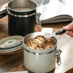 Space Savvy Küche & Esszimmer-Luftdichter Vorratsbehälter aus Edelstahl – langlebiges, elegantes Design