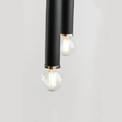 Tom Wohndeko-Lumivara Arc Double Bulb LED Pendant – Modern Black Metal Chandelier