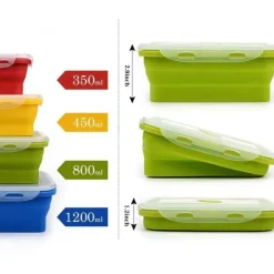 Tom Küche & Esszimmer-Lunchbox-Set aus Silikon – umweltfreundliche, tragbare Lebensmittelbehälter