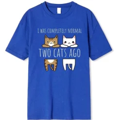 Damen Everly u0026 Lace Herrenbekleidung|Damenbekleidung-Lustiges Katzen-T-Shirt - Vor zwei Katzen war ich normal