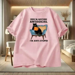 Damen Everly u0026 Lace Herrenbekleidung|Damenbekleidung-Lustiges T-Shirt „I Am Not Antisocial“ – humorvolles Social Statement T-Shirt