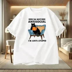 Damen Everly u0026 Lace Herrenbekleidung|Damenbekleidung-Lustiges T-Shirt „I Am Not Antisocial“ – humorvolles Social Statement T-Shirt