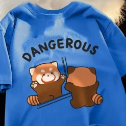 Damen Everly u0026 Lace Herrenbekleidung|Damenbekleidung-Lustiges Waschbär-Spiegel-T-Shirt – Grafik-Tier-T-Shirt