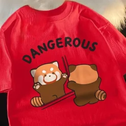 Damen Everly u0026 Lace Herrenbekleidung|Damenbekleidung-Lustiges Waschbär-Spiegel-T-Shirt – Grafik-Tier-T-Shirt