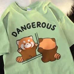 Damen Everly u0026 Lace Herrenbekleidung|Damenbekleidung-Lustiges Waschbär-Spiegel-T-Shirt – Grafik-Tier-T-Shirt