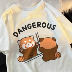 Damen Everly u0026 Lace Herrenbekleidung|Damenbekleidung-Lustiges Waschbär-Spiegel-T-Shirt – Grafik-Tier-T-Shirt