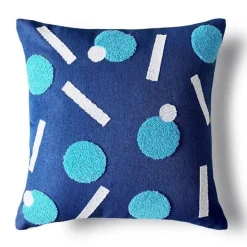 Pillow Haven Bettzeug-Luxuriöser, blauer getufteter Kissenbezug – bestickte Heimdekoration, 45 x 45 cm, 30 x 50 cm