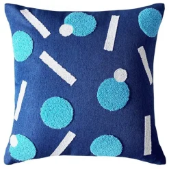 Pillow Haven Bettzeug-Luxuriöser, blauer getufteter Kissenbezug – bestickte Heimdekoration, 45 x 45 cm, 30 x 50 cm