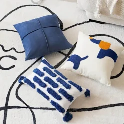 Pillow Haven Bettzeug-Luxuriöser, blauer getufteter Kissenbezug – bestickte Heimdekoration, 45 x 45 cm, 30 x 50 cm