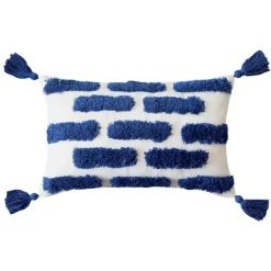 Pillow Haven Bettzeug-Luxuriöser, blauer getufteter Kissenbezug – bestickte Heimdekoration, 45 x 45 cm, 30 x 50 cm