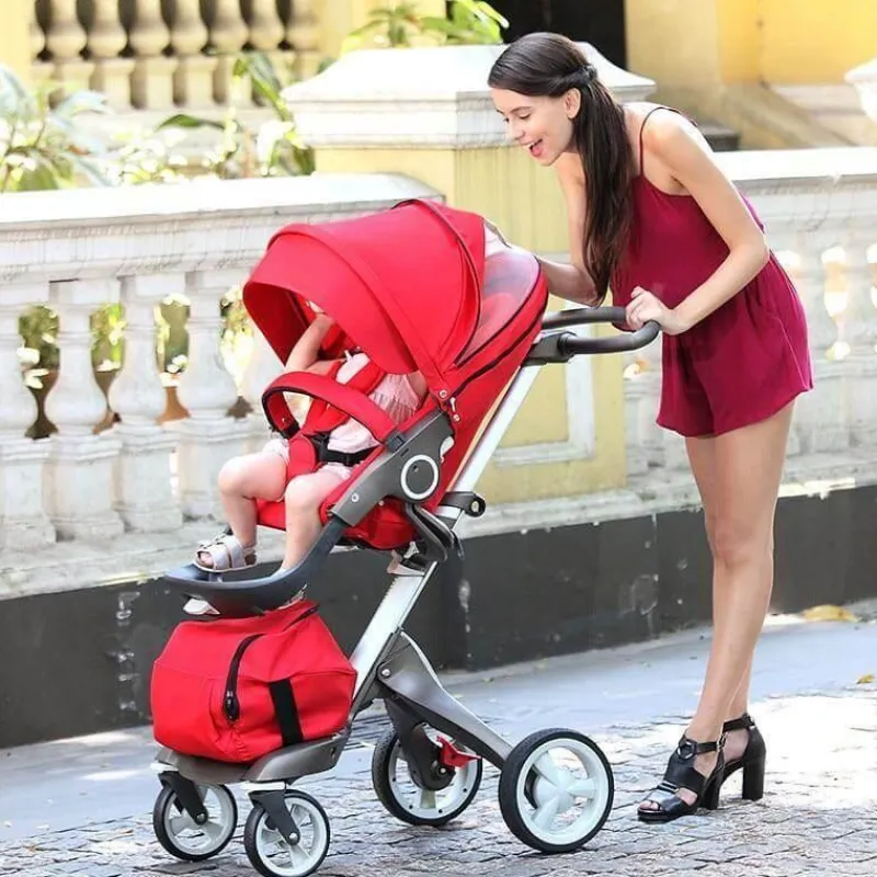 Kinder The Decor Haven Kinderwagen & Zubehör-Luxuriöser High-End-Kinderwagen in Rot – High Landscape Design
