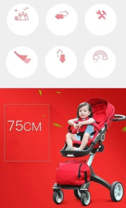 Kinder The Decor Haven Kinderwagen & Zubehör-Luxuriöser High-End-Kinderwagen in Rot – High Landscape Design