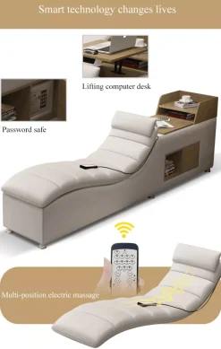 Cozy Living Möbel-Luxuriöser Lederbettrahmen mit Massagesessel – Modernes multifunktionales Design