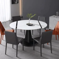 Comfort u0026 Style Möbel-Luxuriöser ovaler ausziehbarer Marmor-Esstisch – Modernes Rock Plate Design