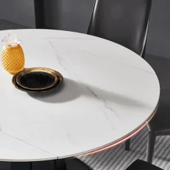 Comfort u0026 Style Möbel-Luxuriöser ovaler ausziehbarer Marmor-Esstisch – Modernes Rock Plate Design