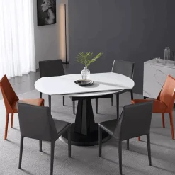 Comfort u0026 Style Möbel-Luxuriöser ovaler ausziehbarer Marmor-Esstisch – Modernes Rock Plate Design