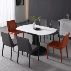 Comfort u0026 Style Möbel-Luxuriöser ovaler ausziehbarer Marmor-Esstisch – Modernes Rock Plate Design