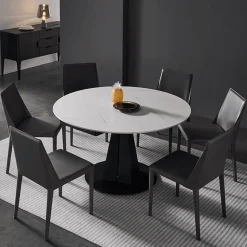 Comfort u0026 Style Möbel-Luxuriöser ovaler ausziehbarer Marmor-Esstisch – Modernes Rock Plate Design
