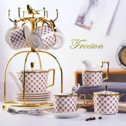 Feast u0026 Flair Küche & Esszimmer-Luxuriöses Kaffee- und Teeservice aus goldenem Bone China – elegante Porzellankeramik