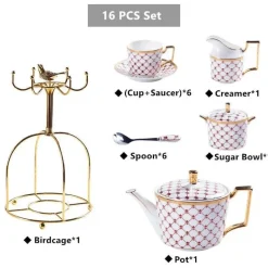 Feast u0026 Flair Küche & Esszimmer-Luxuriöses Kaffee- und Teeservice aus goldenem Bone China – elegante Porzellankeramik