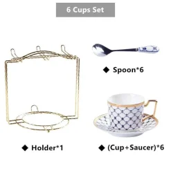 Feast u0026 Flair Küche & Esszimmer-Luxuriöses Kaffee- und Teeservice aus goldenem Bone China – elegante Porzellankeramik