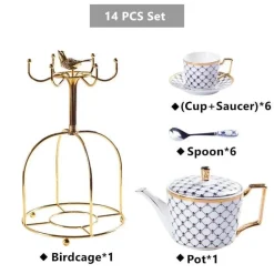 Feast u0026 Flair Küche & Esszimmer-Luxuriöses Kaffee- und Teeservice aus goldenem Bone China – elegante Porzellankeramik