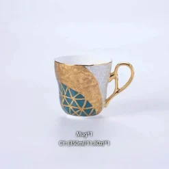 Feast u0026 Flair Küche & Esszimmer-Luxuriöses Kaffeeservice aus Knochenporzellan – Teekanne, Tassen, Zuckerdose, Milchkännchen mit Goldeinlage