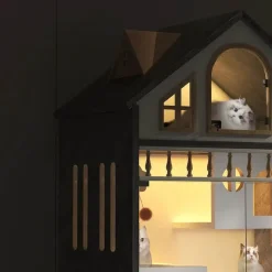 The Decor Haven Haustierzubehör-Luxuriöses Katzenhaus aus Holz – gemütlicher Unterschlupf für den Innenbereich