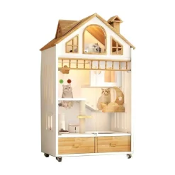 The Decor Haven Haustierzubehör-Luxuriöses Katzenhaus aus Holz – gemütlicher Unterschlupf für den Innenbereich