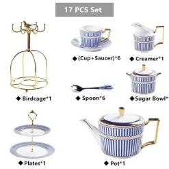Feast u0026 Flair Küche & Esszimmer-Luxuriöses Tee- und Kaffeeset aus Bone China – Elegantes Trinkgeschirr aus goldfarbenem Porzellan