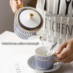 Feast u0026 Flair Küche & Esszimmer-Luxuriöses Tee- und Kaffeeset aus Bone China – Elegantes Trinkgeschirr aus goldfarbenem Porzellan