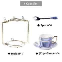 Feast u0026 Flair Küche & Esszimmer-Luxuriöses Tee- und Kaffeeset aus Bone China – Elegantes Trinkgeschirr aus goldfarbenem Porzellan