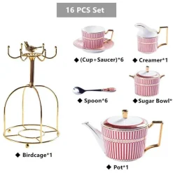 Feast u0026 Flair Küche & Esszimmer-Luxuriöses Tee- und Kaffeeset aus Bone China – Elegantes Trinkgeschirr aus goldfarbenem Porzellan