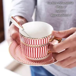 Feast u0026 Flair Küche & Esszimmer-Luxuriöses Tee- und Kaffeeset aus Bone China – Elegantes Trinkgeschirr aus goldfarbenem Porzellan