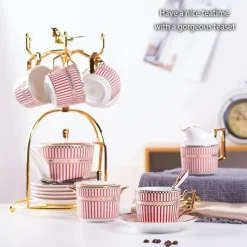 Feast u0026 Flair Küche & Esszimmer-Luxuriöses Tee- und Kaffeeset aus Bone China – Elegantes Trinkgeschirr aus goldfarbenem Porzellan