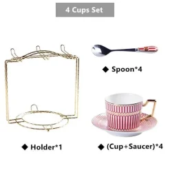 Feast u0026 Flair Küche & Esszimmer-Luxuriöses Tee- und Kaffeeset aus Bone China – Elegantes Trinkgeschirr aus goldfarbenem Porzellan