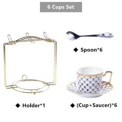 The Cozy Mug Küche & Esszimmer-Luxuriöses Tee- und Kaffeeset aus Bone China – Elegante Kanne und Tassen aus goldfarbenem Porzellan