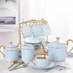 Feast u0026 Flair Küche & Esszimmer-Luxuriöses Tee- und Kaffeeset aus Porzellan – Teekanne mit Tassen aus Bone China