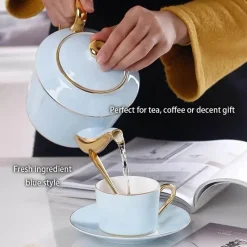 Feast u0026 Flair Küche & Esszimmer-Luxuriöses Tee- und Kaffeeset aus Porzellan – Teekanne mit Tassen aus Bone China