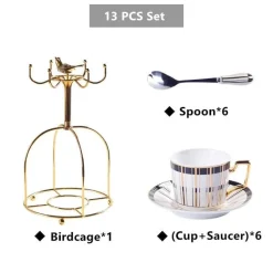 The Cozy Mug Küche & Esszimmer-Luxuriöses Tee- und Kaffeeset aus Bone China – Trinkgeschirr aus Porzellan mit Goldeinlage