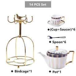 The Cozy Mug Küche & Esszimmer-Luxuriöses Tee- und Kaffeeset aus Bone China – Trinkgeschirr aus Porzellan mit Goldeinlage