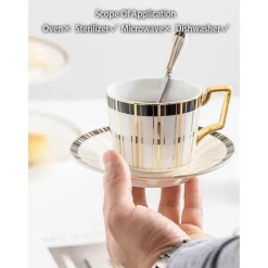 The Cozy Mug Küche & Esszimmer-Luxuriöses Tee- und Kaffeeset aus Bone China – Trinkgeschirr aus Porzellan mit Goldeinlage