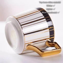 The Cozy Mug Küche & Esszimmer-Luxuriöses Tee- und Kaffeeset aus Bone China – Trinkgeschirr aus Porzellan mit Goldeinlage