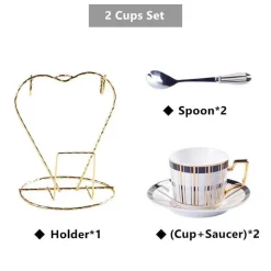 The Cozy Mug Küche & Esszimmer-Luxuriöses Tee- und Kaffeeset aus Bone China – Trinkgeschirr aus Porzellan mit Goldeinlage