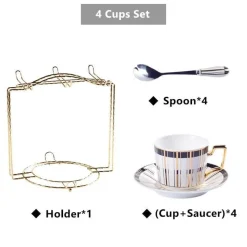 The Cozy Mug Küche & Esszimmer-Luxuriöses Tee- und Kaffeeset aus Bone China – Trinkgeschirr aus Porzellan mit Goldeinlage