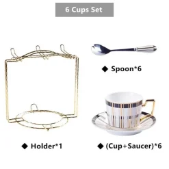 The Cozy Mug Küche & Esszimmer-Luxuriöses Tee- und Kaffeeset aus Bone China – Trinkgeschirr aus Porzellan mit Goldeinlage