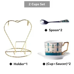 The Cozy Mug Küche & Esszimmer-Luxuriöses Tee- und Kaffeeset aus goldenem Bone China – nordisches Porzellan, Teekanne, Tassen, Zuckerdose, Milchkännchen